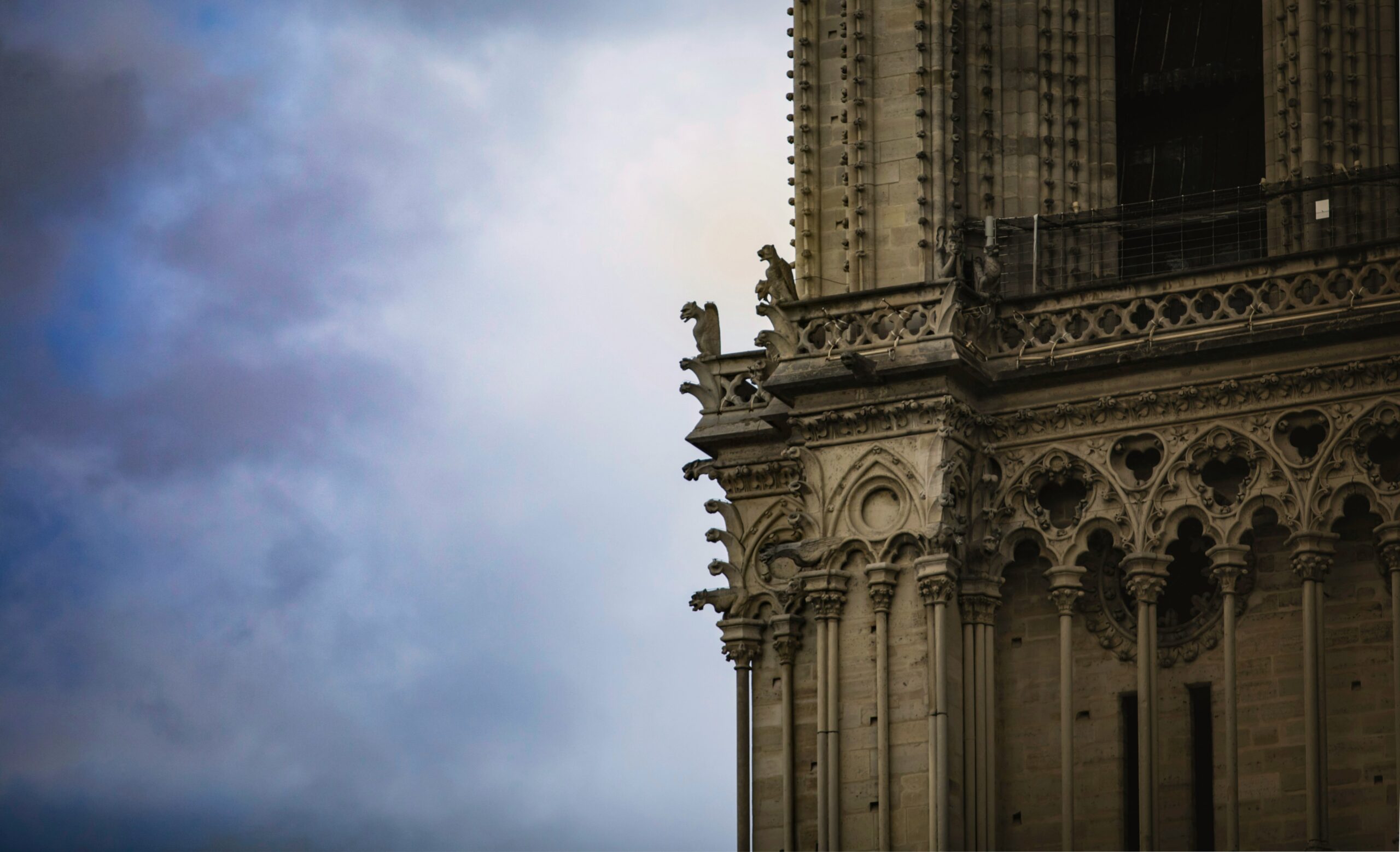 Front façade of Notre Dame Cathedral in Paris
