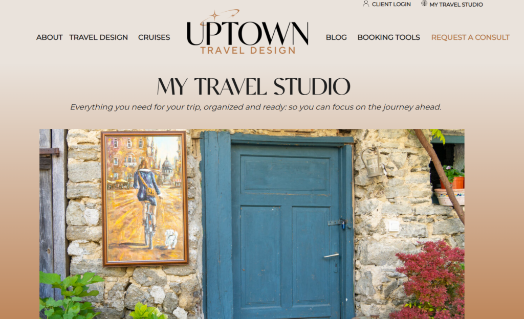 My Travel Studio client portal — your personal trip dashboard with itinerary, ETIAS confirmation, EES notes, and booking details all in one place.
