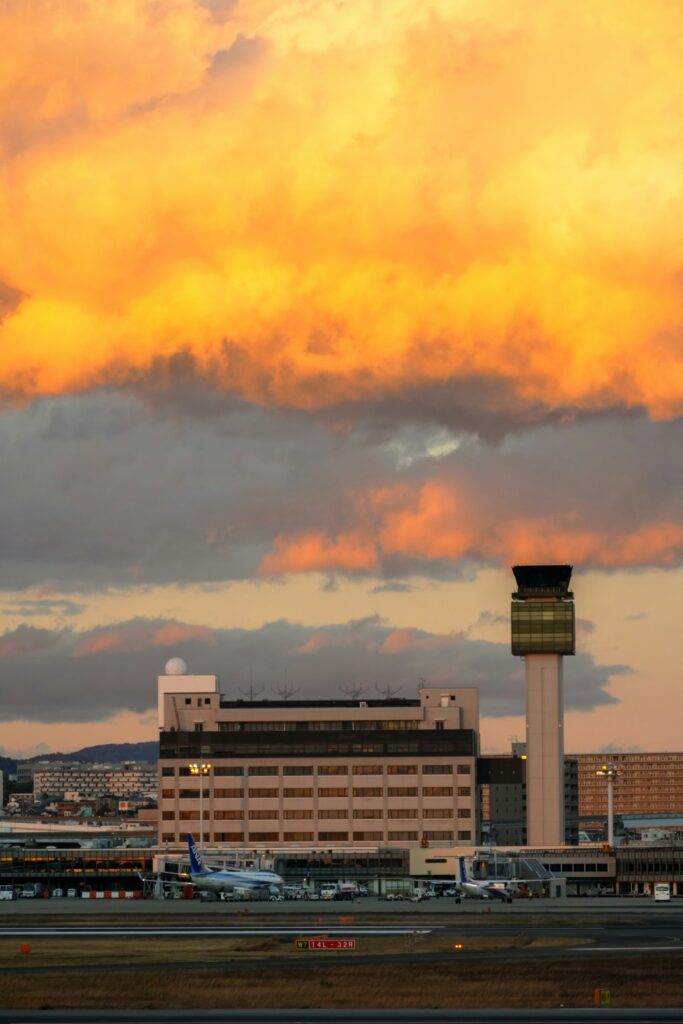Phoenix Sky Harbor International Airport at sunset, the starting point for any European journey from Arizona