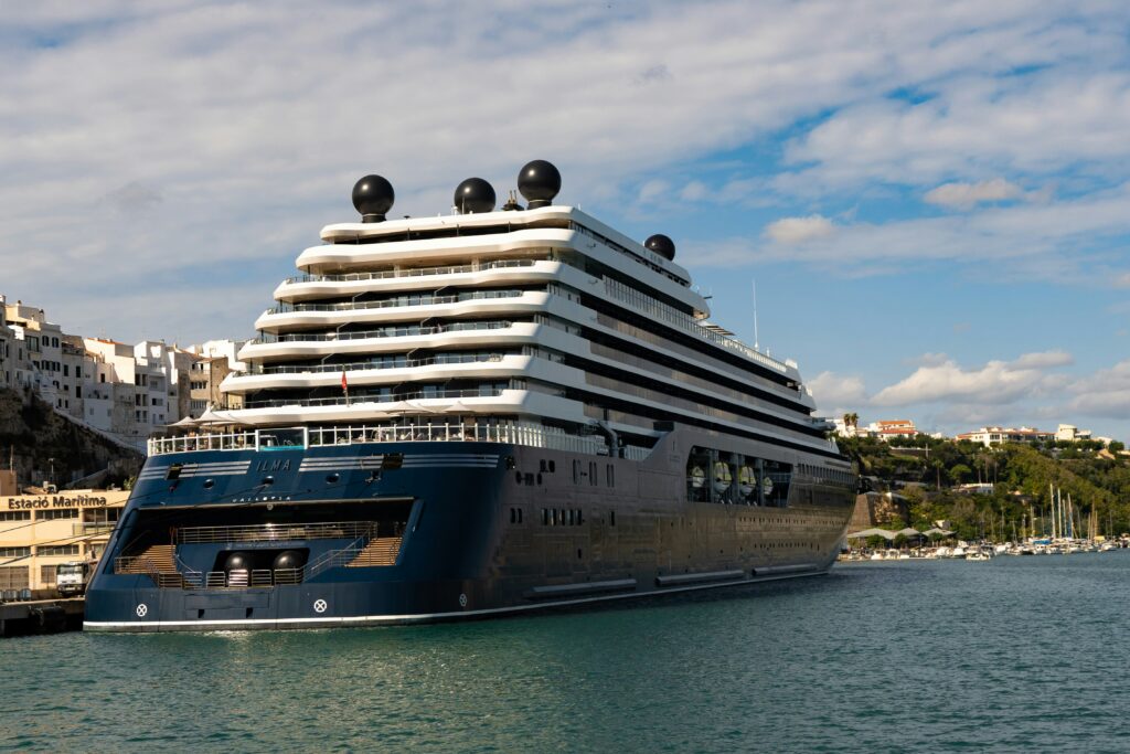 Ocean cruise ship at sea in the Mediterranean